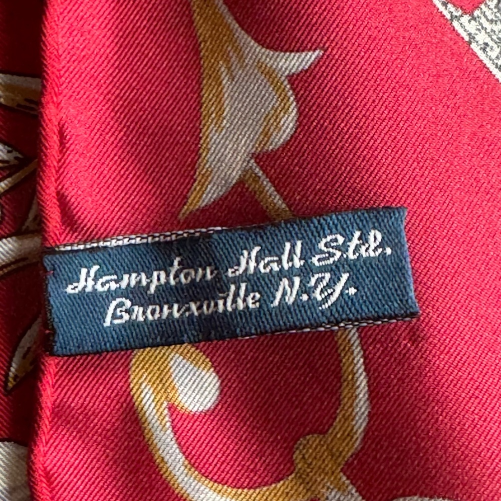 Hampton hall Red Decorative Silk-Style Scarf with red and White‎ Scroll Motif - Picture 5 of 6